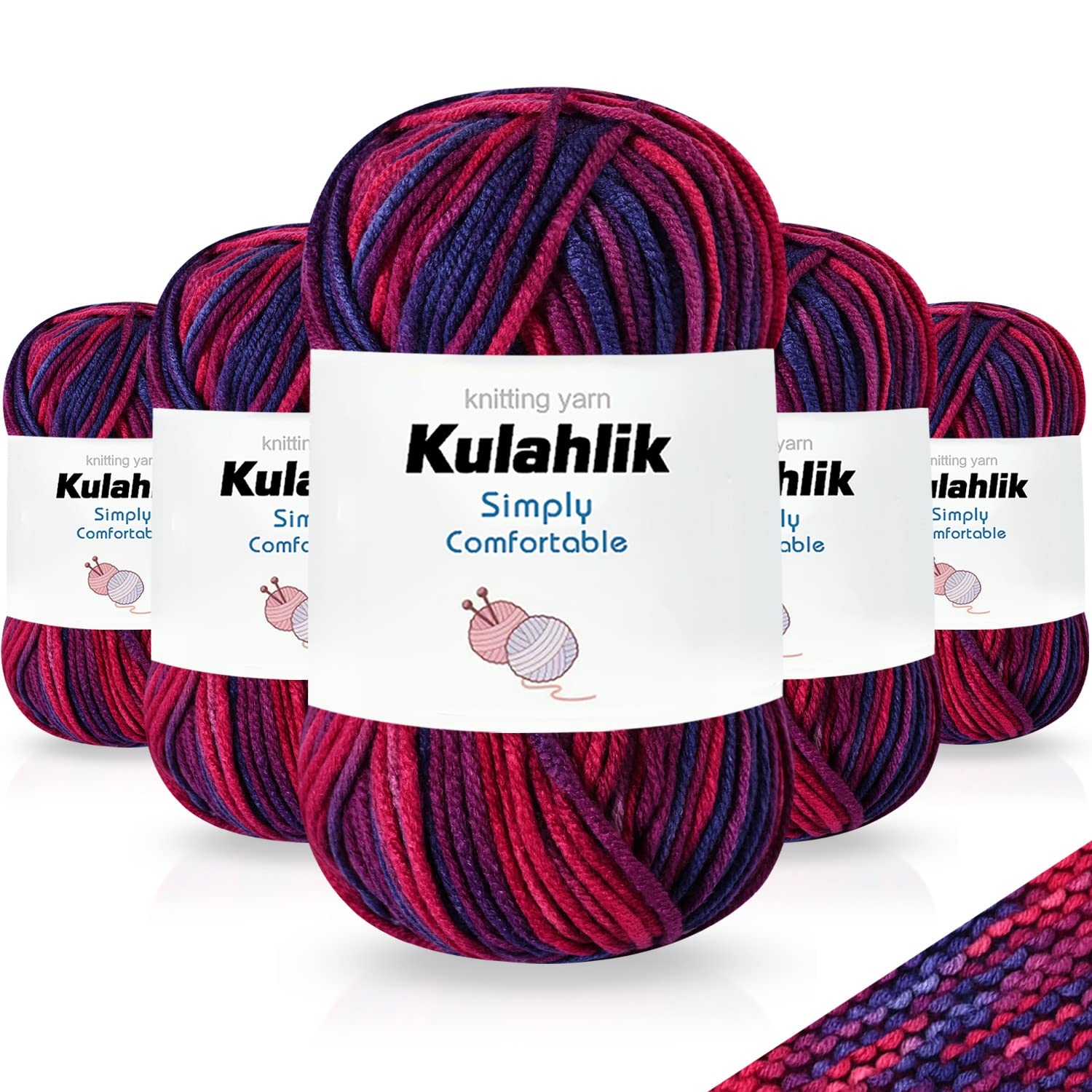 250g(5x50g) Acrylic Yarn for Crochet/Knitting, Colorful Gradient Yarn Thread, 5 Rolls Skeins, Perfect for Any Knitting Crochet and Crafts Mini Project — view 132