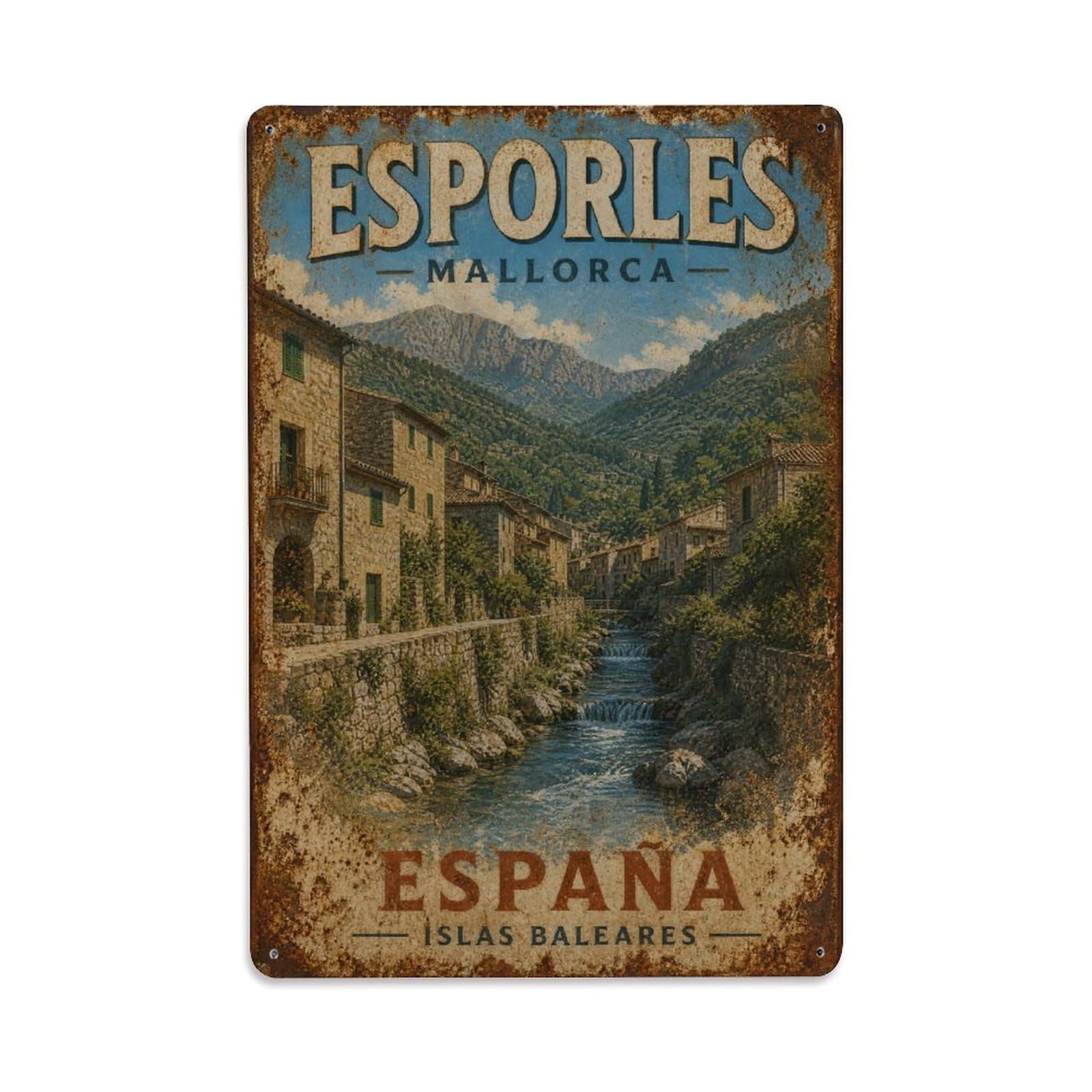 Metal Tin Sign Mallorca Spain Vintage Travel