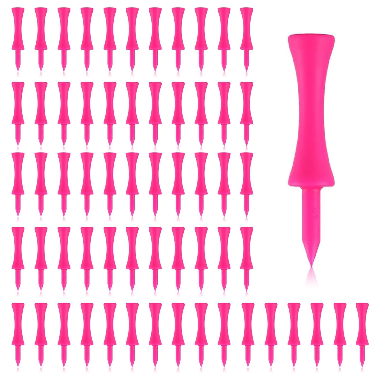 HuangXinyu 60 Pcs Pink Golf Tees Plastic Golf Tees, Reusable Plastic Pink Castle Golf Tees, Small Winter Castle Tees Golf, Unbreakable Step Golf Tees(60 x 12mm/2.36 x 0.47 Inch)