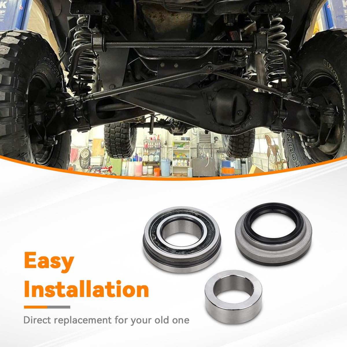 SET20 Rear Wheel Bearing and Race Set Compatible with 1973-1988 Ford Bronco E-100 E-150 F-100 F-150 & 1974-1979 Lincoln Continental & 1974-1979 Mercury Colony, Rear Wheel Seal Replace OEM #D4AZ1225A