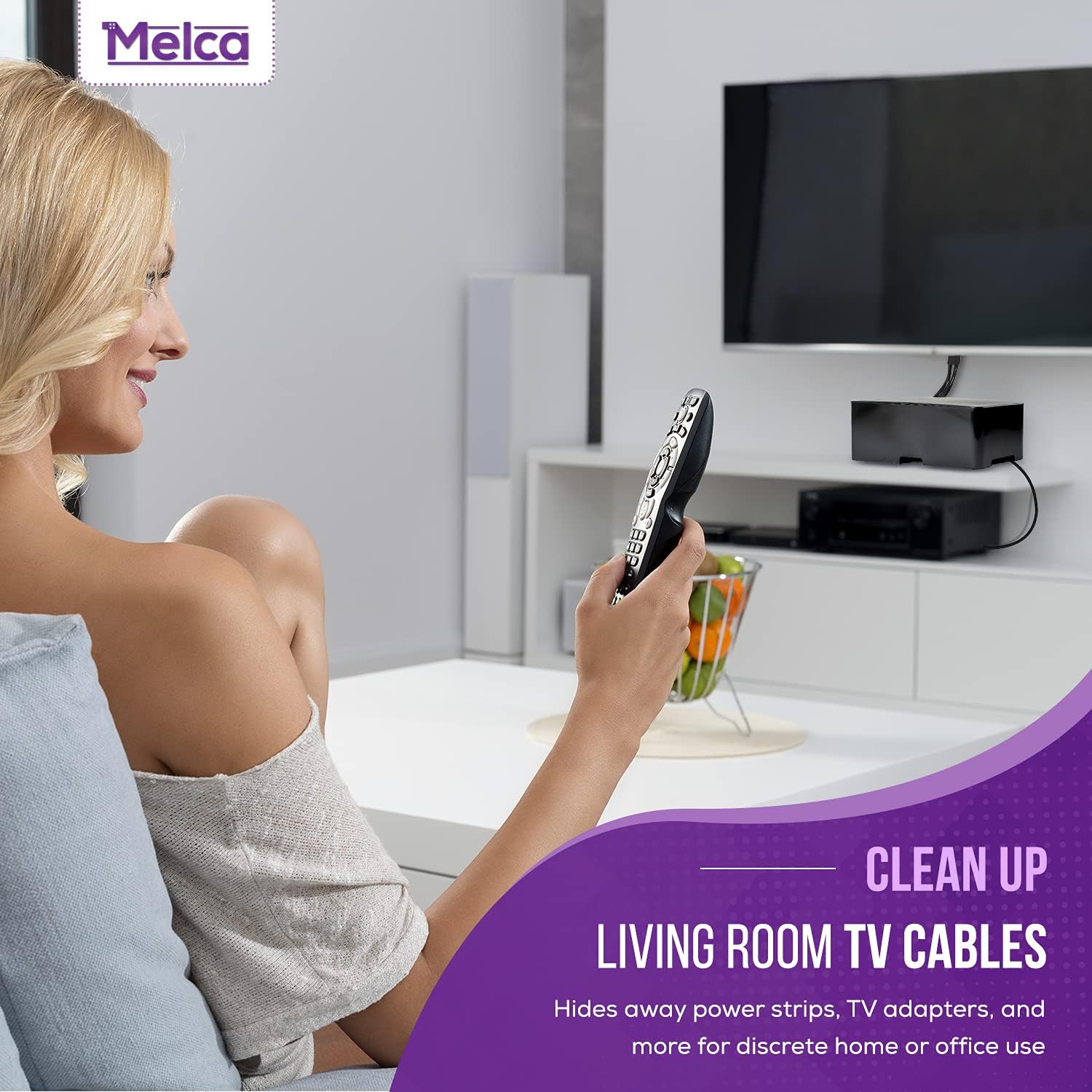 Cable Management Box Cord Organizer - Black Cable Organizer (16 x 6.1 x 5.2”)