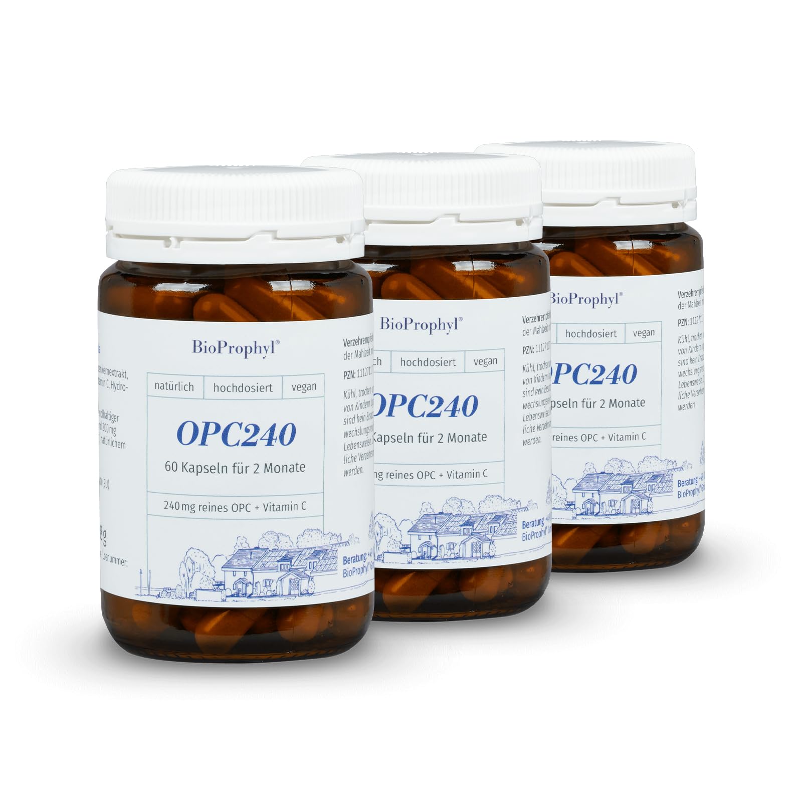 OPC240 Sechs-Monatspaket - Das Original - 240mg reines OPC aus 600mg Traubenkernextrakt mit Vitamin C aus Acerola - hochdosiert, zertifiziert - ohne Magnesiumstearat - 180 pflanzl. Kapseln