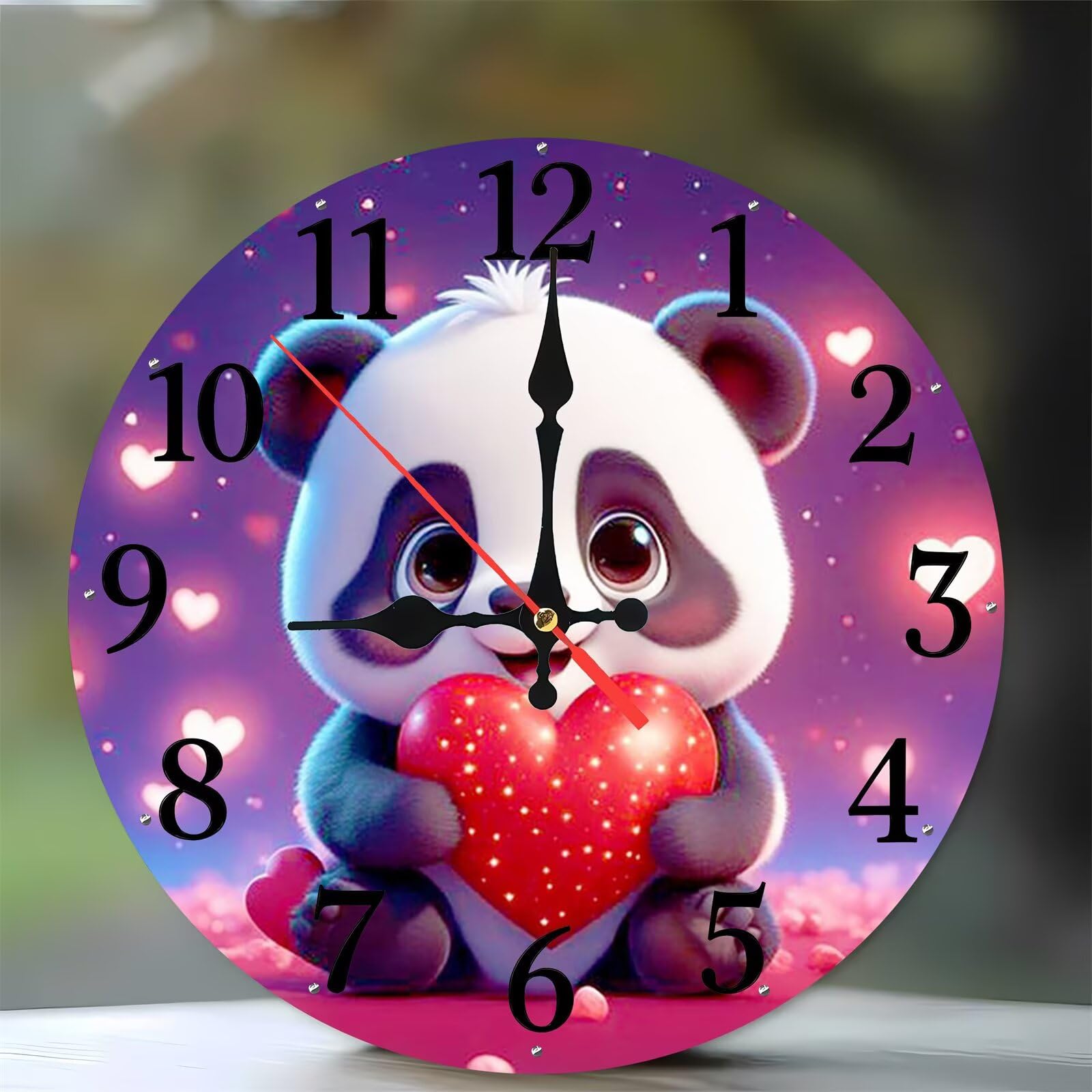 Horloge murale en bois moderne originale motif panda mignon de 35 cm