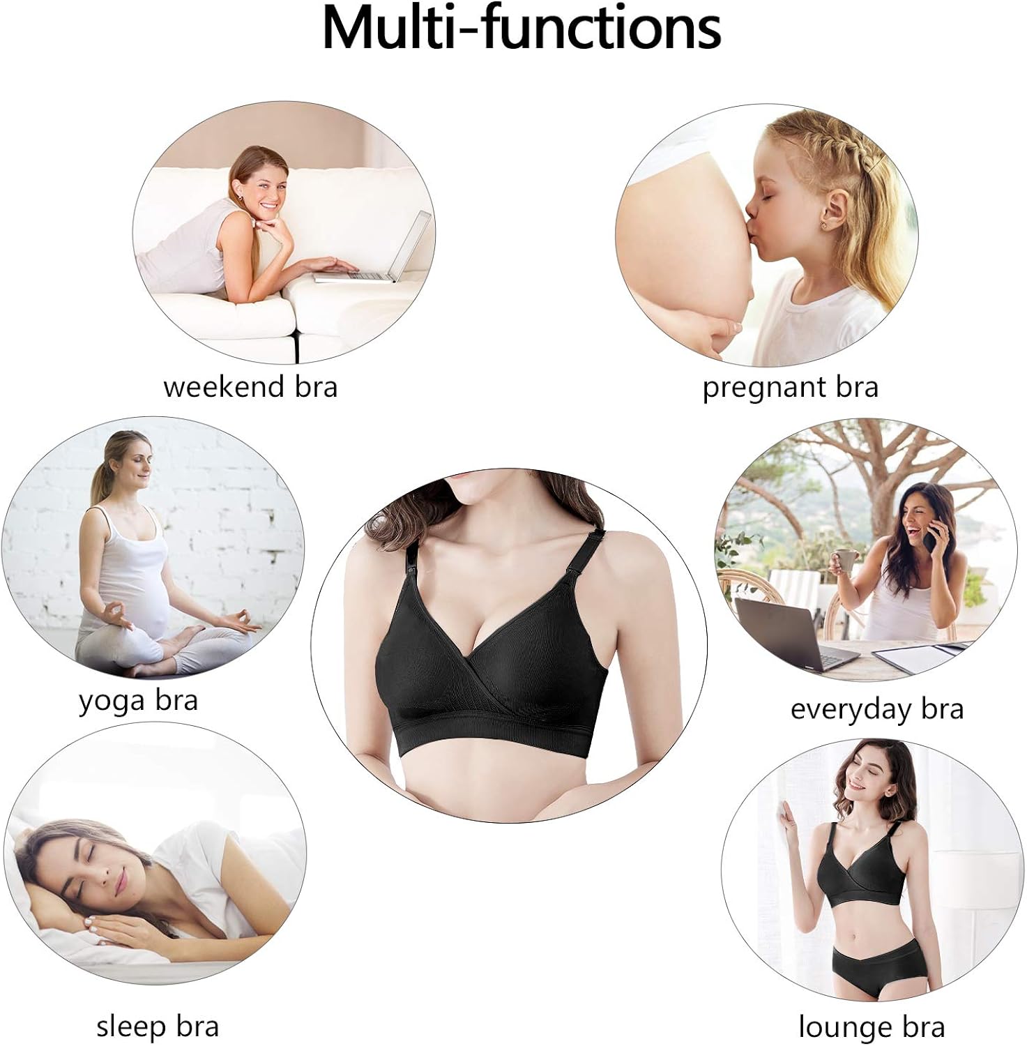 Angelhood Nursing Bra Womens Maternity Breastfeeding Bra Seamless Sleep Bra No Underwire with Bra Extenders Pack of 2 : Clothing, Shoes & Jewelry