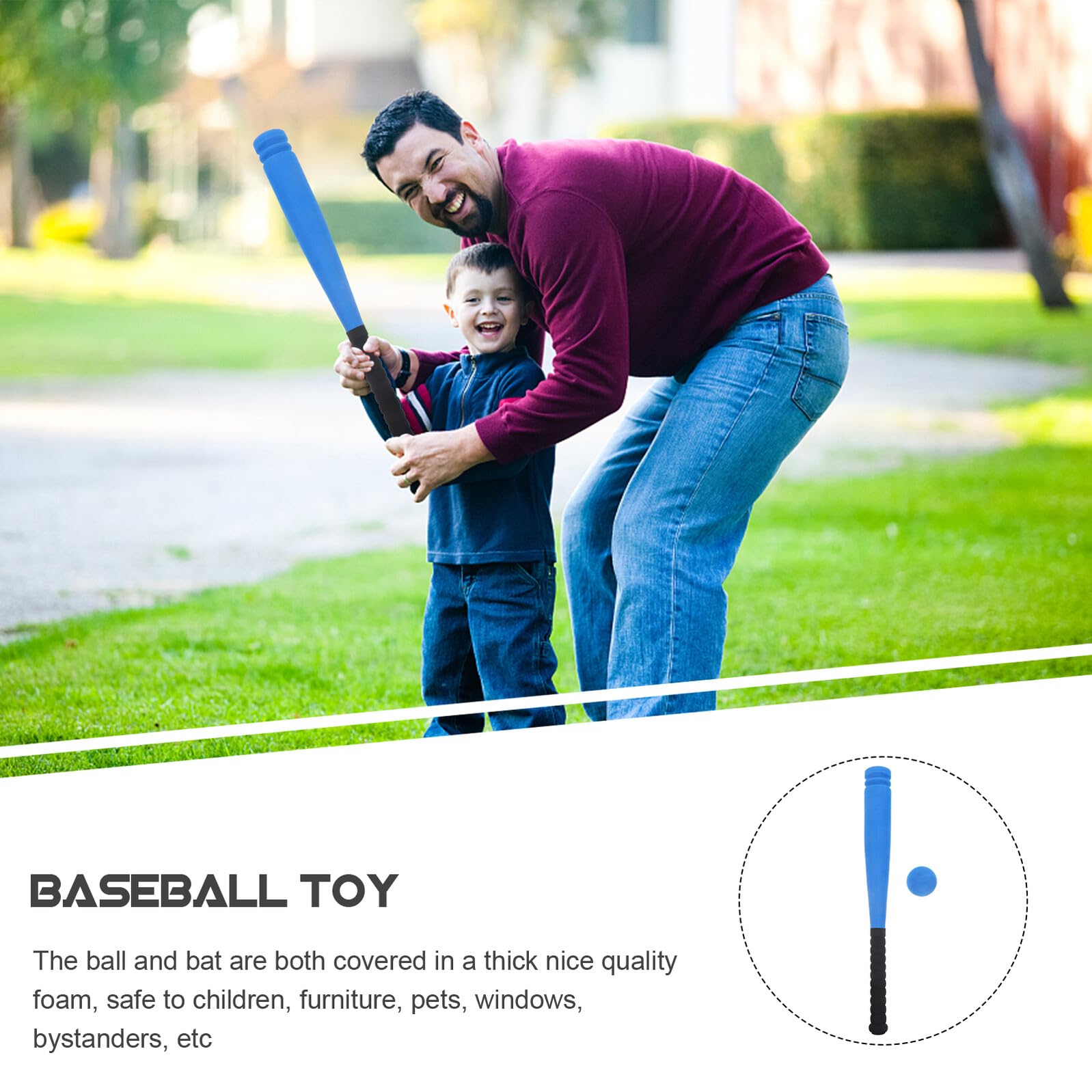 Veemoon Batte de Baseball en Mousse Bleue 54 Cm pour Garçon et Filles 3-5 Ans de Baseball Sûr et Léger pour Jeu Extérieur et Apprentissage Couleur Aléatoire