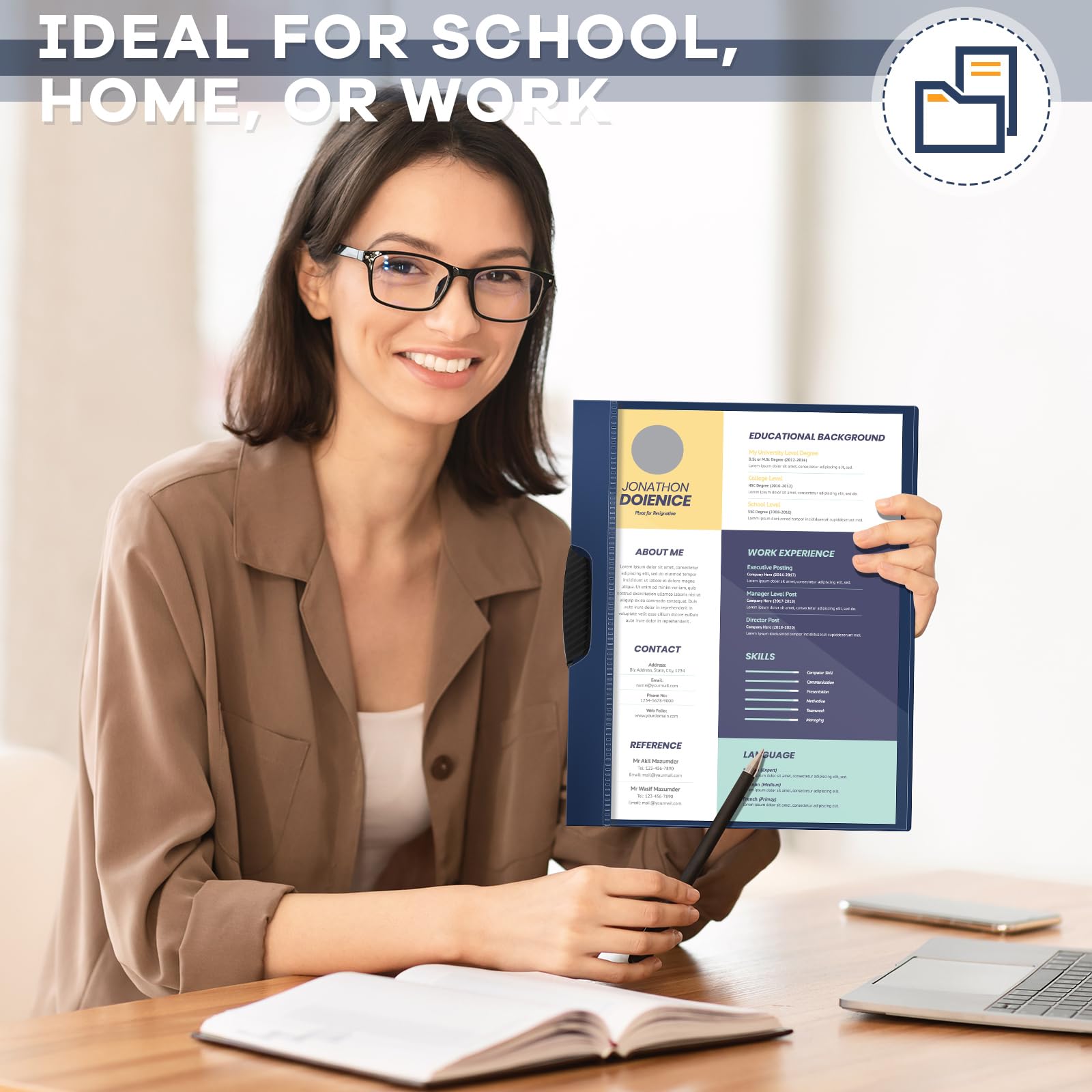 Teling Transparente Berichtsmappen mit Clip, Kunststoff-Präsentationsmappen, 23,9 x 30,6 cm, Präsentationsmappen, Papierbinder für Klassenzimmer, Geschäftsakten, Dokumente, Schule, Büro, Marineblau,