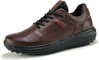 GEMECI Men's Golf Shoes Leather Spikeless Golf Shoes Waterproof Breathable Golf Sneakers Casual Black Golf Sports Shoes (Color : B, Size : 9 UK)
