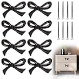 Black Bow Storage Cabinet Knobs Vintage Bow Shape Drawer Pulls with Screws Bow Tie Dresser Knobs Bow Shaped Drawer Cupboard Pulls Suitable for Wardrobe Drawers Storage Cabinets Bookcases (8Pcs-Black)
