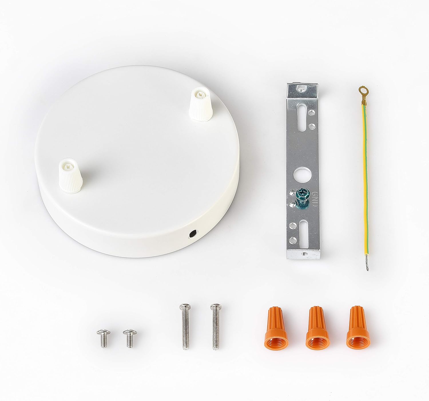 BRIGHTTIA 2-Port White Ceiling Canopy with Nylon Cord Grips - Plug-in Pendant to Hardwire Fixture Conversion Kit - 4.7in (120mm) Pendant Light Cover Plate - DIY Lighting Lamp Parts (BA-C102W)