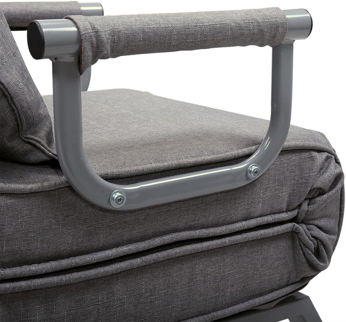 Sofa Bed Folding Chaise Lounge Convertible Single Sleeper Sofa Chair Gray