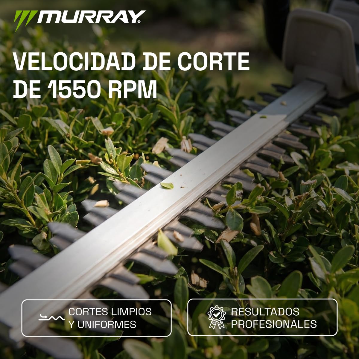 Murray Cortasetos Inalámbrico 20V MU-BAT-HT45-KIT – Cortasetos sin Cable con Cuchilla de Acero de 45,5 cm – Doble Interruptor de Seguridad, Corte 16 mm – 1550 RPM para Setos Precisos
