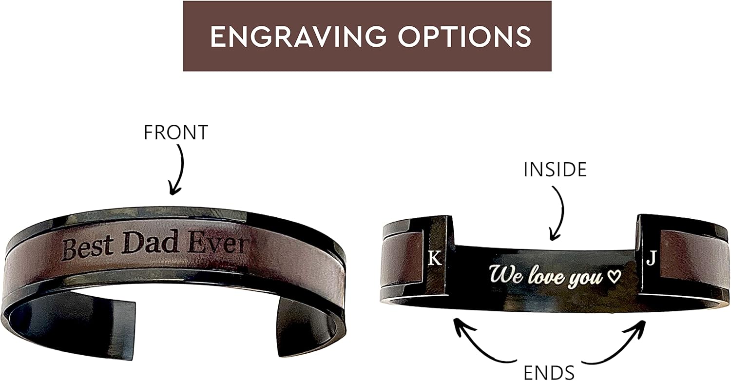 Custom Mens Leather Bracelet Personalized Anniversary Gift for Husband Fathers Day Gift