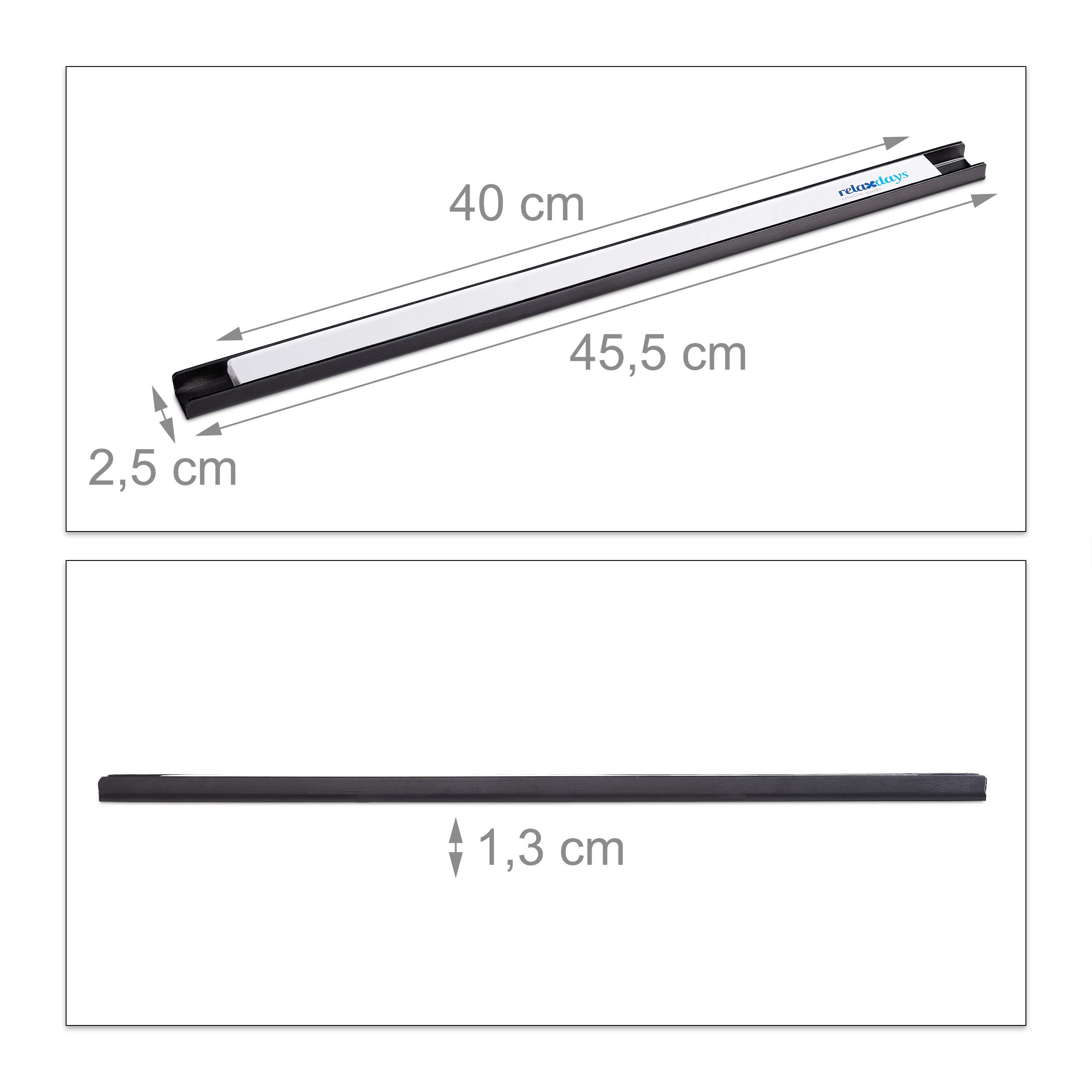 Relaxdays Barra Magnetica in Set da 3, per Attrezzi, Officina, Garage, Ufficio, Lunghe 45 cm, in Acciaio, Nero/Bianco