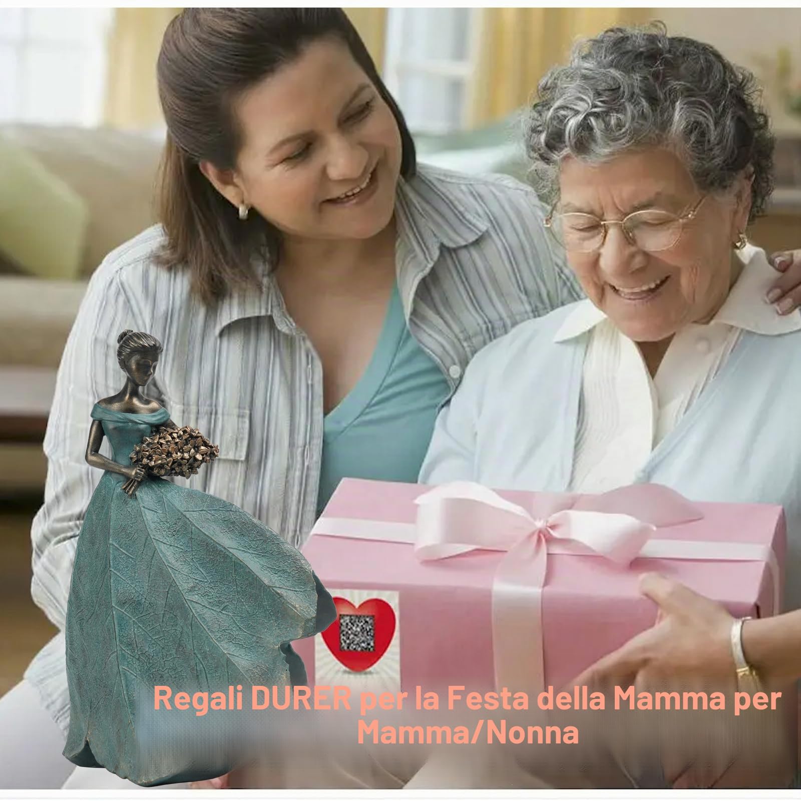 Guichifun, Statua a forma di fata, per collezione o arredamento domestico, decorazione da tavolo per soggiorno o ufficio, con gonna a forma di foglia, in resina, stile rustico, regalo per donne, 12,7
