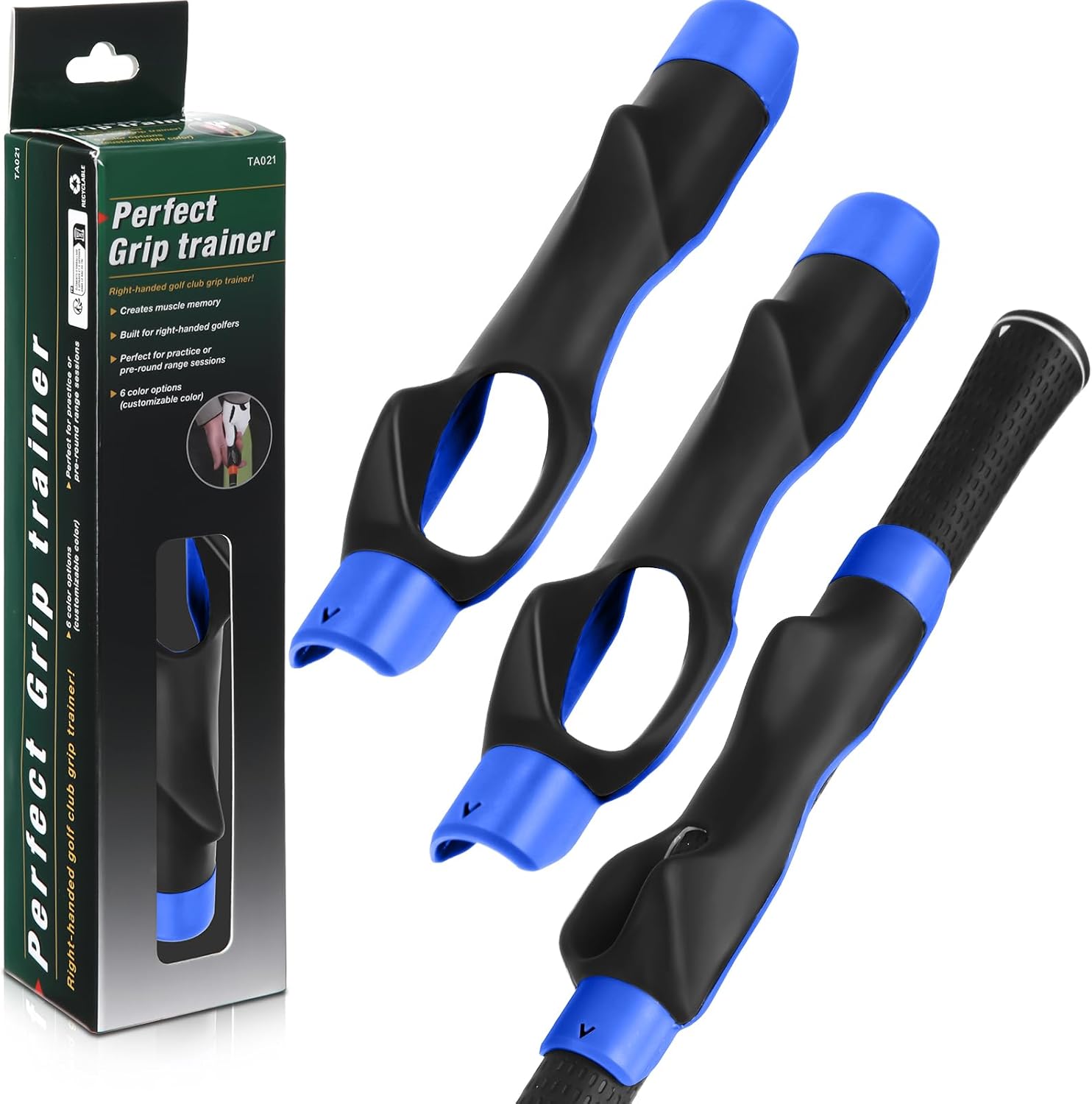 Seenelling 3 Pack Golf Grip Trainers, Golf Training Aid, Swing Trainer Club Grips Accessories for Right Handed Club Grip Equipment to Help Correct Hand Position