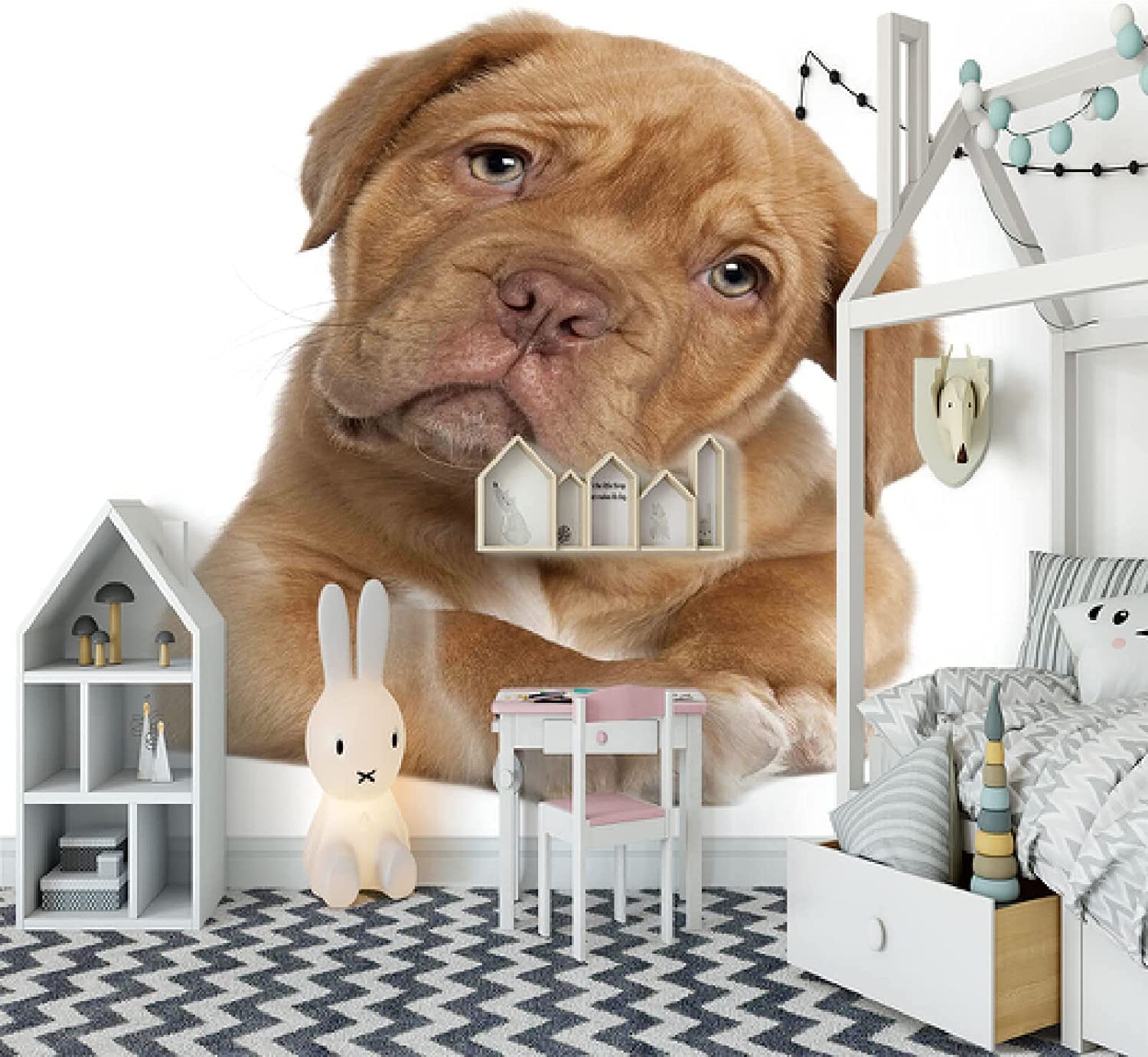 Fototapete Selbstklebende Wandbild 3D Tierischer Hund Kinderzimmer Bar Büro Wohnzimmer Restaurant Bekleidungsgeschäft Korridor Hotel Wanddekoration Wandkunst Wandposter 350 (Breite) x 256 (Höhe) cm