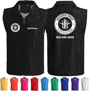 Custom Barber Smocks with Logo & Name - Personalized Polyester Vest, Unisex Workwear Jacket for Barbers & Stylists