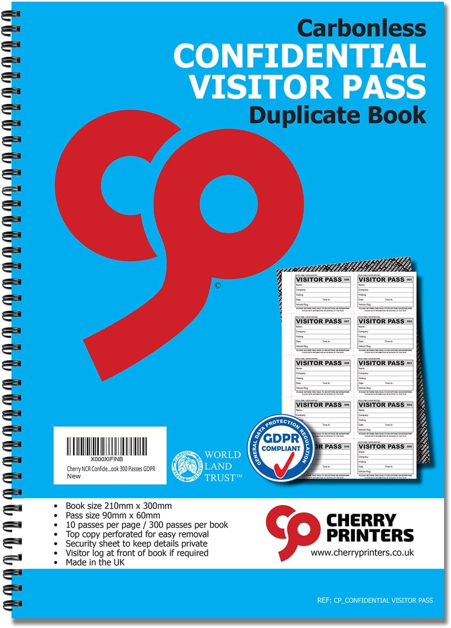 Cherry NCR Confidential Visitor Pass 90mm x 60mm Duplicate Book 300