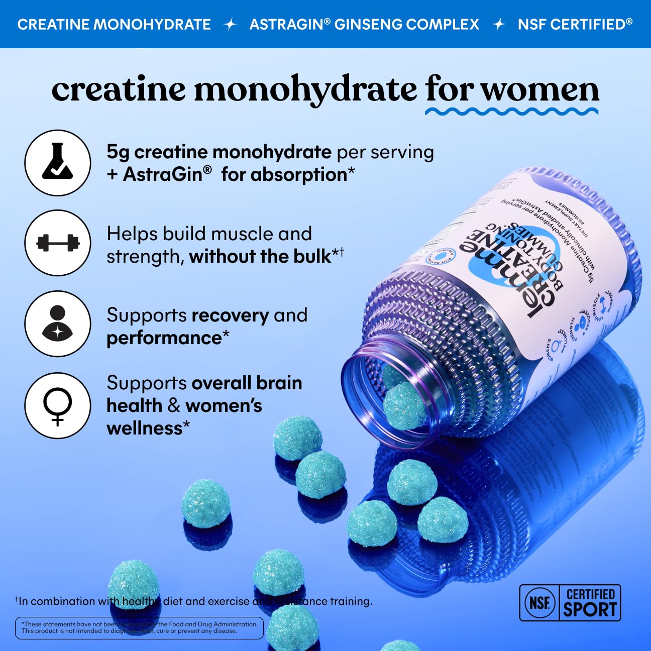 Lemme Creatine Monohydrate Gummies, Blue Raspberry (60 Gummies) — Amazon image 2