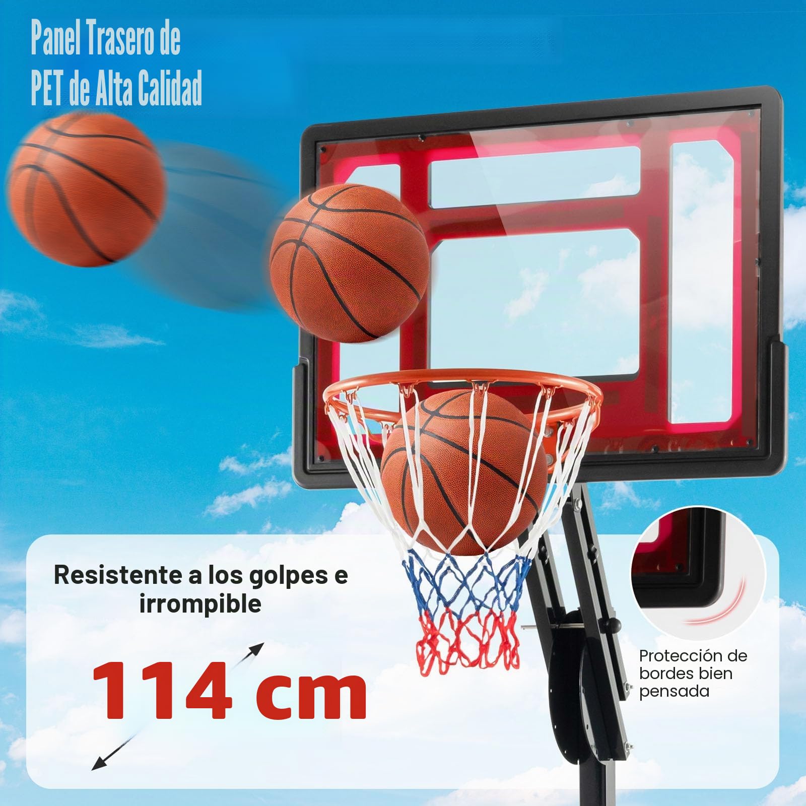 GOPLUS Canasta de Baloncesto Exterior Ajustable de 10 Niveles