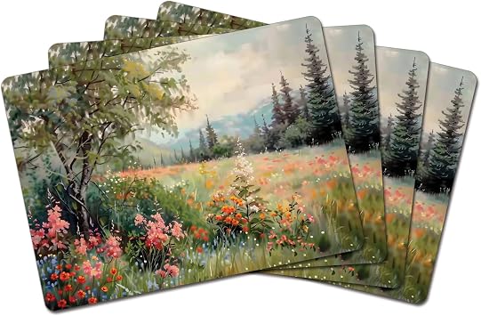 CounterArt Wildflower Field Boxed Set of 4 Premium Hardboard Placemats Decorative Heat Tolerant and Easily Wipes Clean
