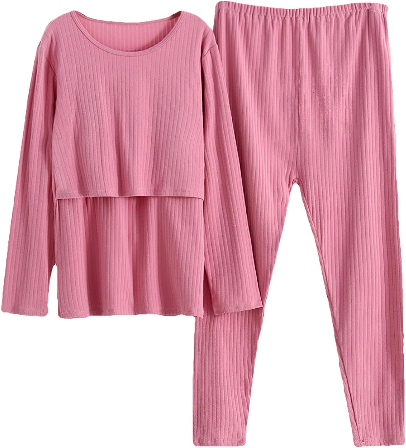Women Maternity Long Sleeve Nursing Tops and Long Casual Pants Breastfeeding Clothing Set