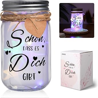 LED Bottle Light Mother's Day Gift Gifts for Mum Sch n dass es Dich gibt Decorative Light for Mum Illuminated Bottle with Saying for Women Thank You Rituals Gift Set [Energy Class A]