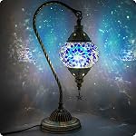 Lampe marocaine turque avec base en bronze - Yarra Decor 3 Options de couleurs Cygne à la main collier Tiffany Mosaic lampes de lit en verre pour chambre (LED Ampoule incluse)(1)…