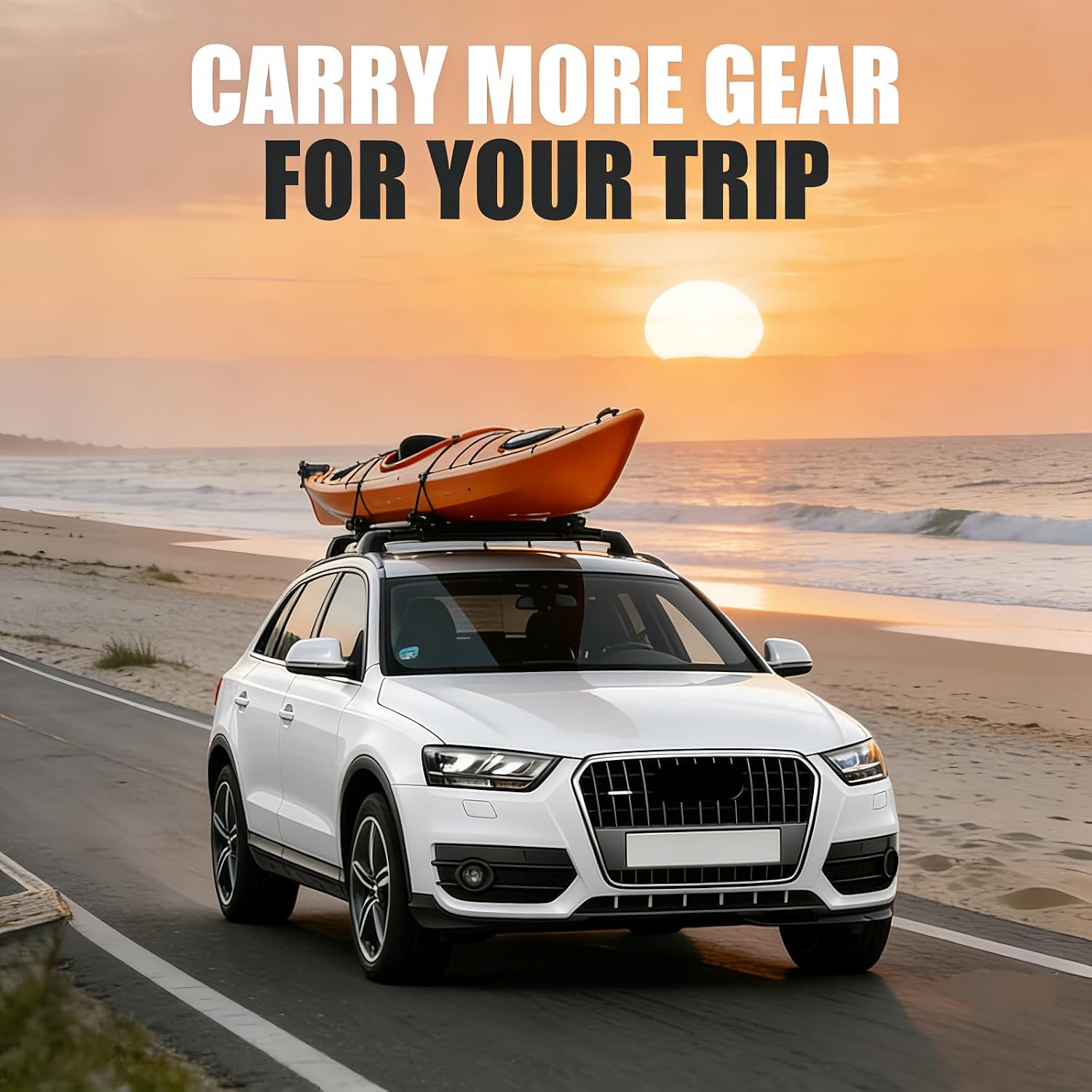 SYDSZ Cross Bar Roof Rack Fit for Audi Q3 8U 2011 2012 2013 2014 2015 2016 2017 2018, Flush Side Rails, Heavy Duty Aluminum Roof Cross Bars Rooftop Luggage Rack, Ski Rack for Car Roof