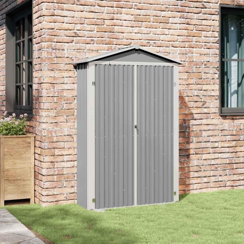 Gerätehaus Geräteschuppen Gartenhaus Garten Schuppen Metallgerätehaus Wetterfester Gartenschuppen für Fahrrad & Gartengeräte Grau 116x45x175 cm Verzinkter Stahl