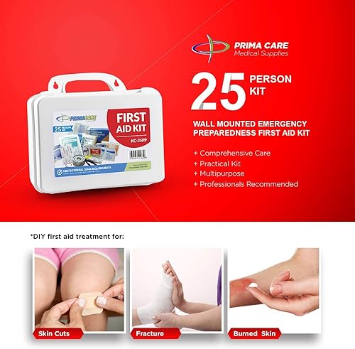 Miniatura 4 de Primacare Kit de primeros auxilios de preparación para emergencias para 25 personas para el hogar, la escuela y la oficina, montado en la pared,