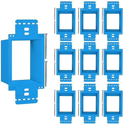 BWP Paquete de 10 extensores de caja de toma de corriente eléctrica de 1 cuadrilla, extensor de caja eléctrica con 20 tornillos, extensor de caja de