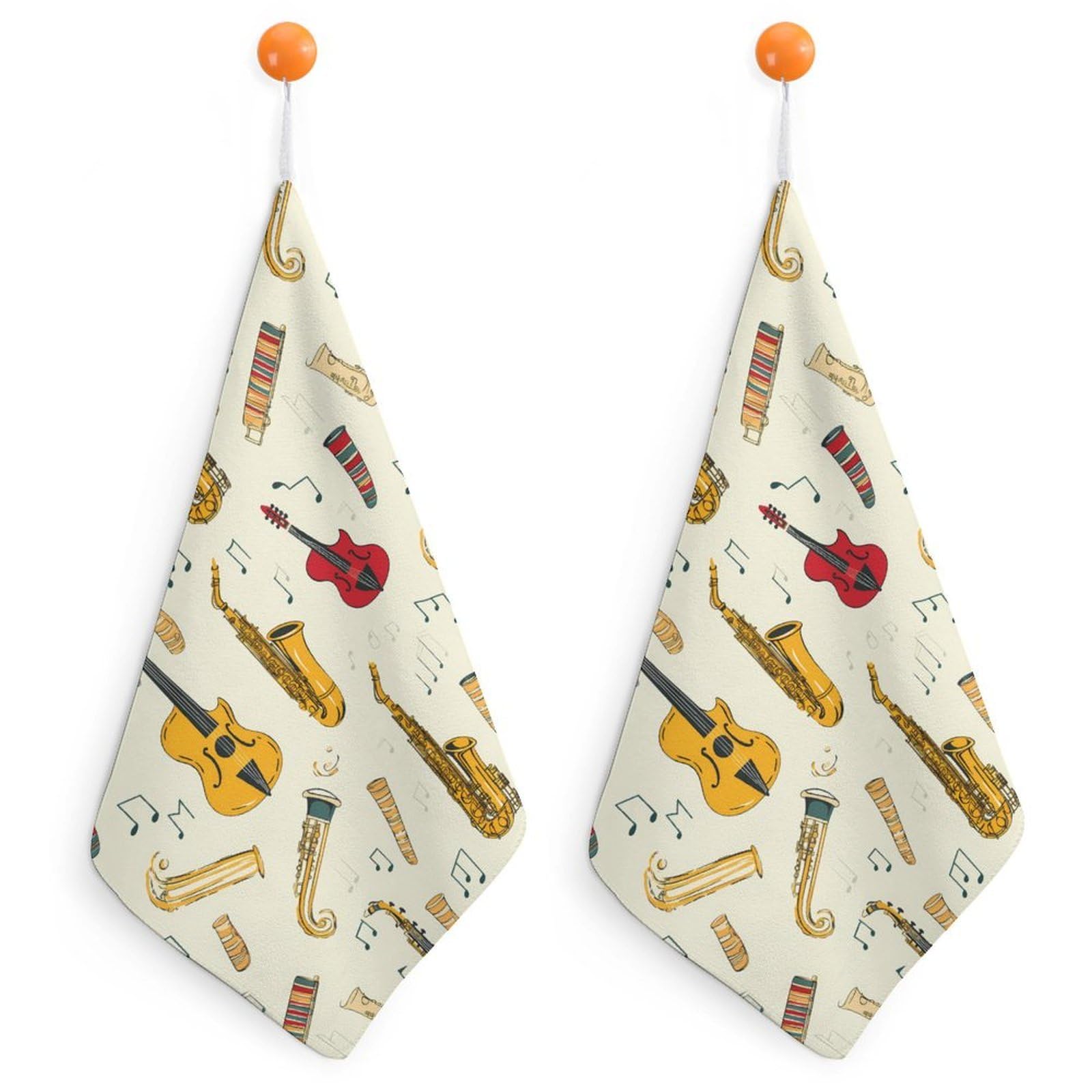 TXFBTRFSA Musical Instruments Saxophone French Hor Hand Towels with Hanging Loop Kitchen Towel Handkerchiefs Cleaning Cloths