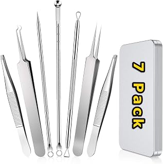 Blackhead Remover tool, 7 piece kit, medical grade stainless steel extractor professional Acne Remover Tools, for Pimple Acne Blemish Removal, Whitehead squeeze out, Zit and Milia Remover Set, with Metal Case
