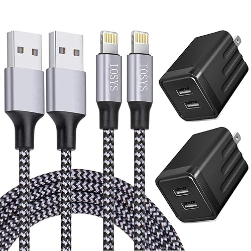 Cargador rápido para iPhone, cargador de iPhone de carga rápida, paquete de 2 cargadores de pared USB de doble puerto, adaptador de bloque de
