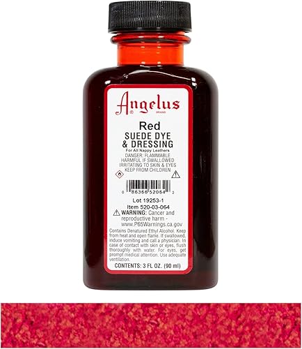 Miniatura 2 de Angelus Tinte para cuero de gamuza para zapatos, botas, bolsos, manualidades, muebles, Nubuck y más, rojo, 3 onzas
