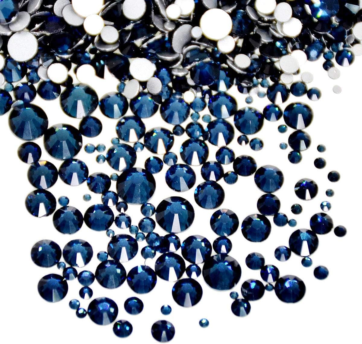 AD Beads 1440 Pieces Mixed Size No Hotfix Glue on Quality Glass Flatback Rhinestones Round Crystal Gems (27 Montana)