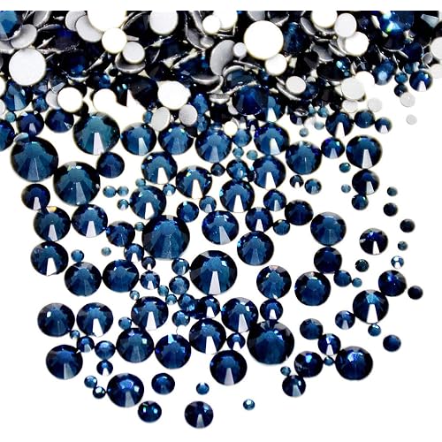 AD Beads 1440 Pieces Mixed Size No Hotfix Glue on Quality Glass Flatback Rhinestones Round Crystal Gems (27 Montana)