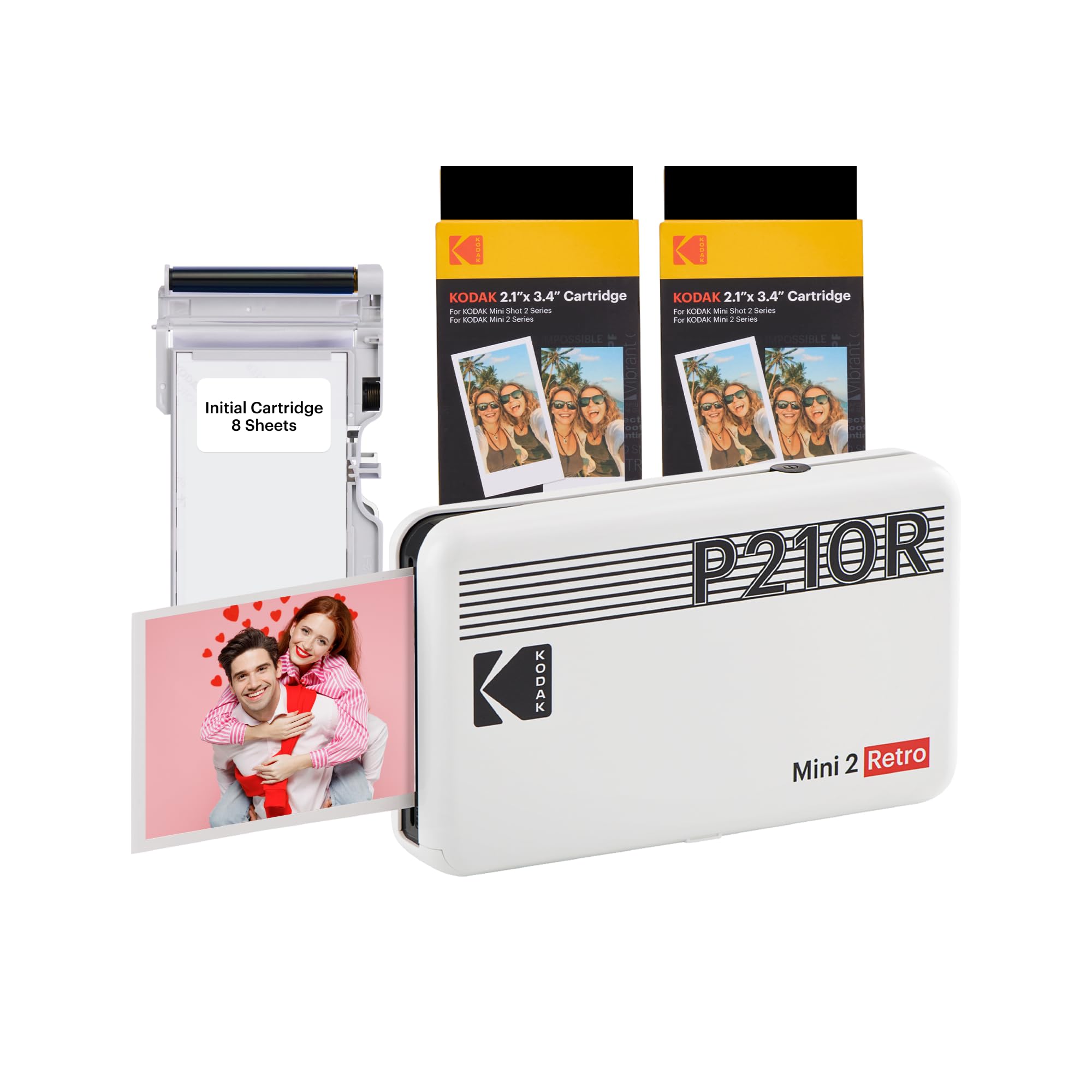 Mini 2 Retro 4PASS Portable Photo Colour Printer (2.1x3.4 inches) + 68 Sheets Bundle, White