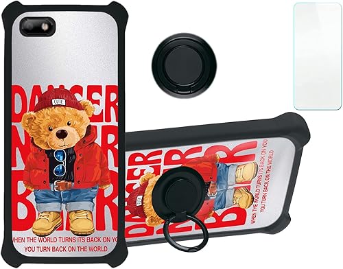 Case Compatible with Celular Kalley Element 5+Plus Phone Case Cover [with Tempered Glass Screen Protector][Hard PC + Soft Silicone][Ring Support]