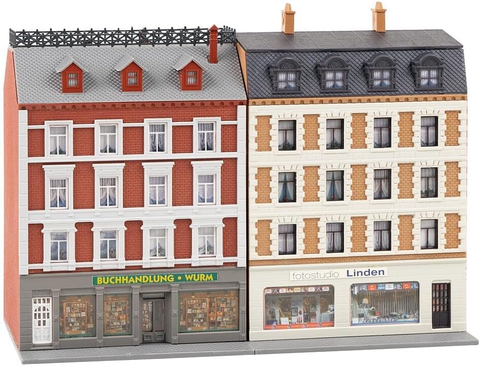 Faller FA232389 2 Refurbished Town Houses with Shops Model Kit, Various