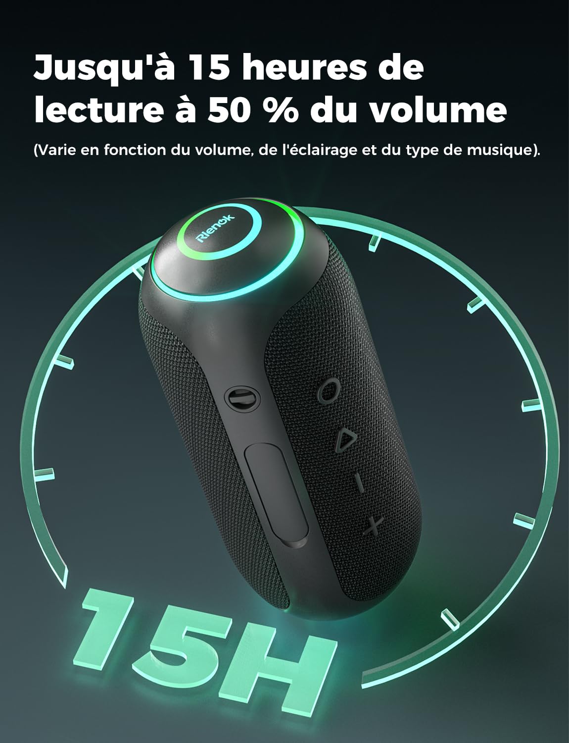 RIENOK S4 Max Enceinte Bluetooth Portable, 35W Haut Parleur Puissant, 3600mAh Baffle Bluetooth 5.3 Lumineuse, Autonomie 15H, Port TF/AUX, pour Soirées, Randonnées, Voyage