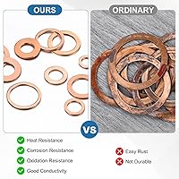 Vista 4 de Paquete de 30 arandelas de cobre, arandelas métricas de sellado de cobre M6x10x1mm para pernos, tornillos, tuercas