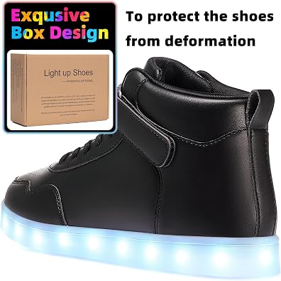 APTESOL Unisex Rechargeable LED Light Up Shoes Men Women High Top Sneakers