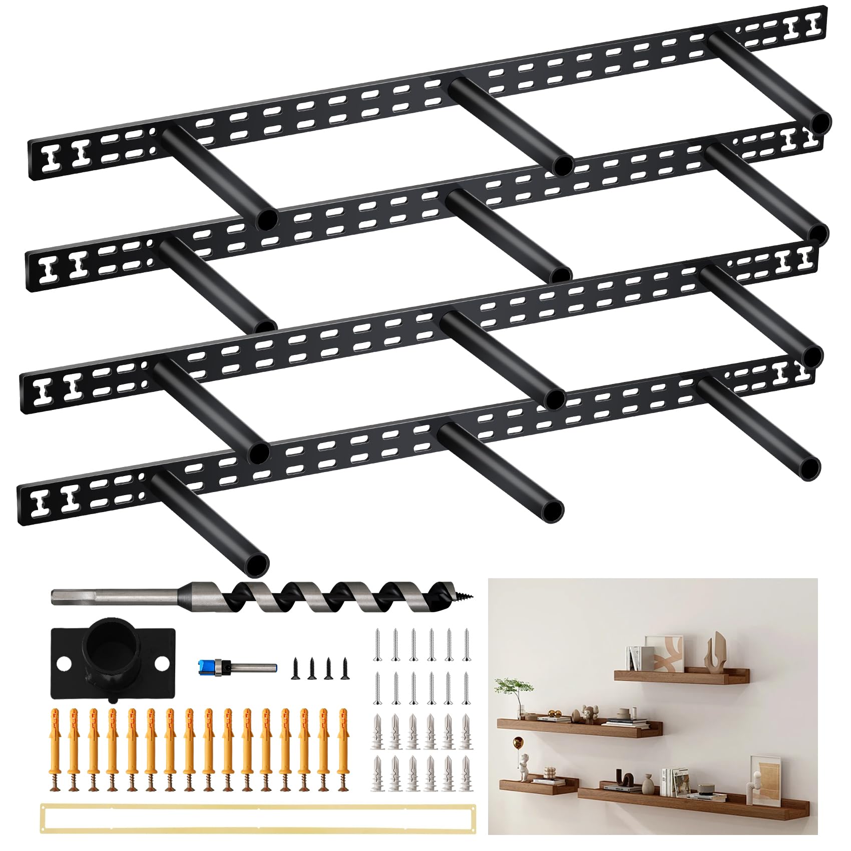 Photo 1 of ??????? 34 in Floating Shelf Bracket 34"x8" Hidden Floating Shelf Bracket, 4 Pcs Thickened Solid Steel Wall Mount Brackets 3-Year Service