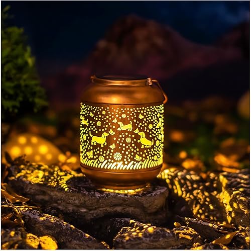 Miniatura 8 de Faroles solares de perro salchicha para exteriores, impermeables, luces solares colgantes para perros, regalos para mujereshombresperros salchicha,