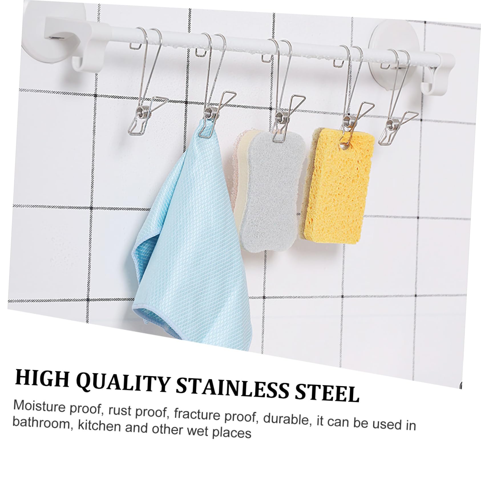 Mollette da bucato in acciaio inox, 10 pezzi, mollette in filo metallico, antivento, resistenti, mollette in metallo