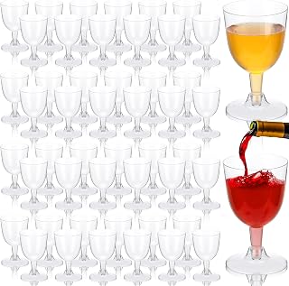Mimorou 50 Pcs Clear Plastic Wine Glasses, 5.4oz Disposable Cup for Wedding