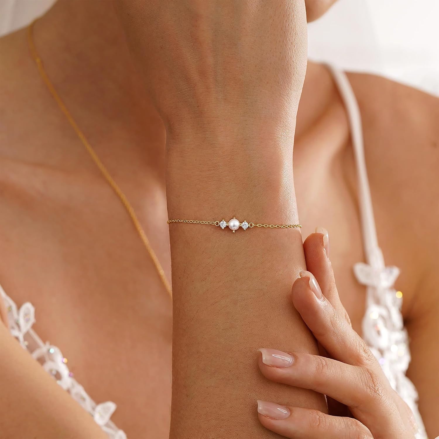 Pearl Jewelry Set for Women, 14K Gold Plated image 5