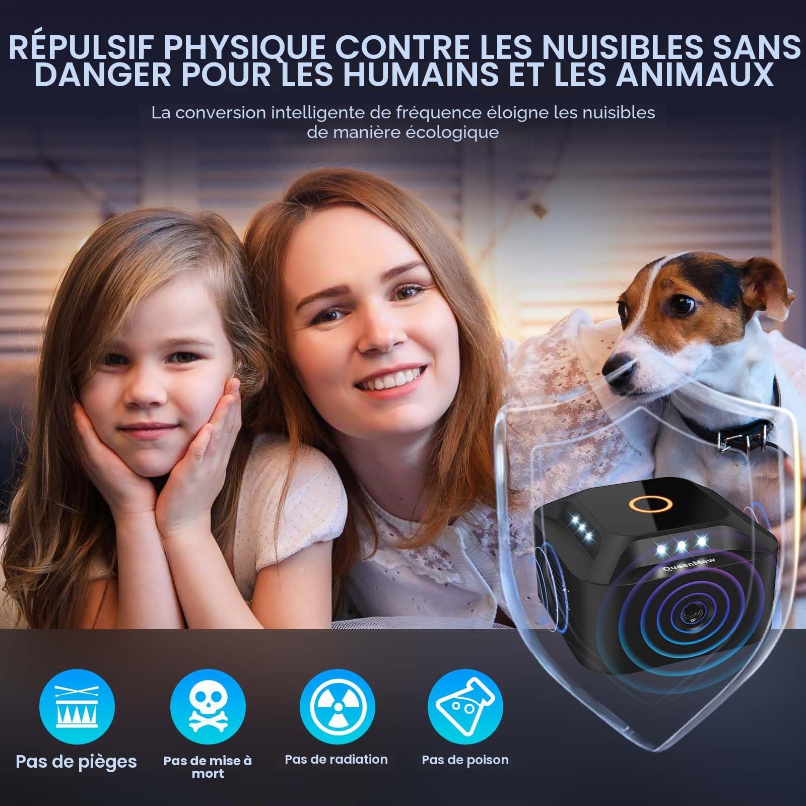 Ultrasons Souris et Rats 360°, 3 Modes Répulsif Souris Brancher avec 12 Lumières Stroboscopiques, 300 M² Large Portée Ultrasons Anti Rongeurs pour Souris Rat Araignée Moth Fourmi